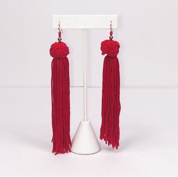 Red Long Tassel Women Earrings BRAND NEW - Picture 3 of 4